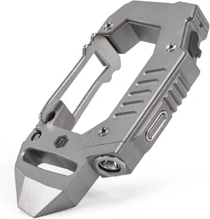 KeyUnity KF02 Titanium Multitool Carabiner Clip, 7 in 1 Multifunctional Keychain Flashlight for Camping, Hiking & Outdoor Activities