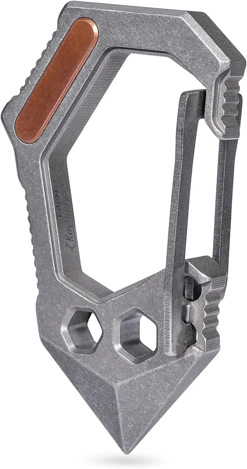 KeyUnity KU02 Titanium EDC 7 in 1 Multi-tool Carabiner Keychain, Wrench, Screw Bit Driver, Can Opener, Pry Bar, Screwdriver Combo