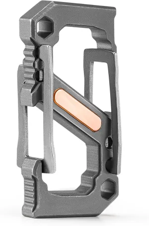 KeyUnity KU07 Titanium Carabiner Multitool Dual Sided Gates with Bottle Opener and Screwdriver 3 in 1 EDC Keychain Clip for Everyday Carry
