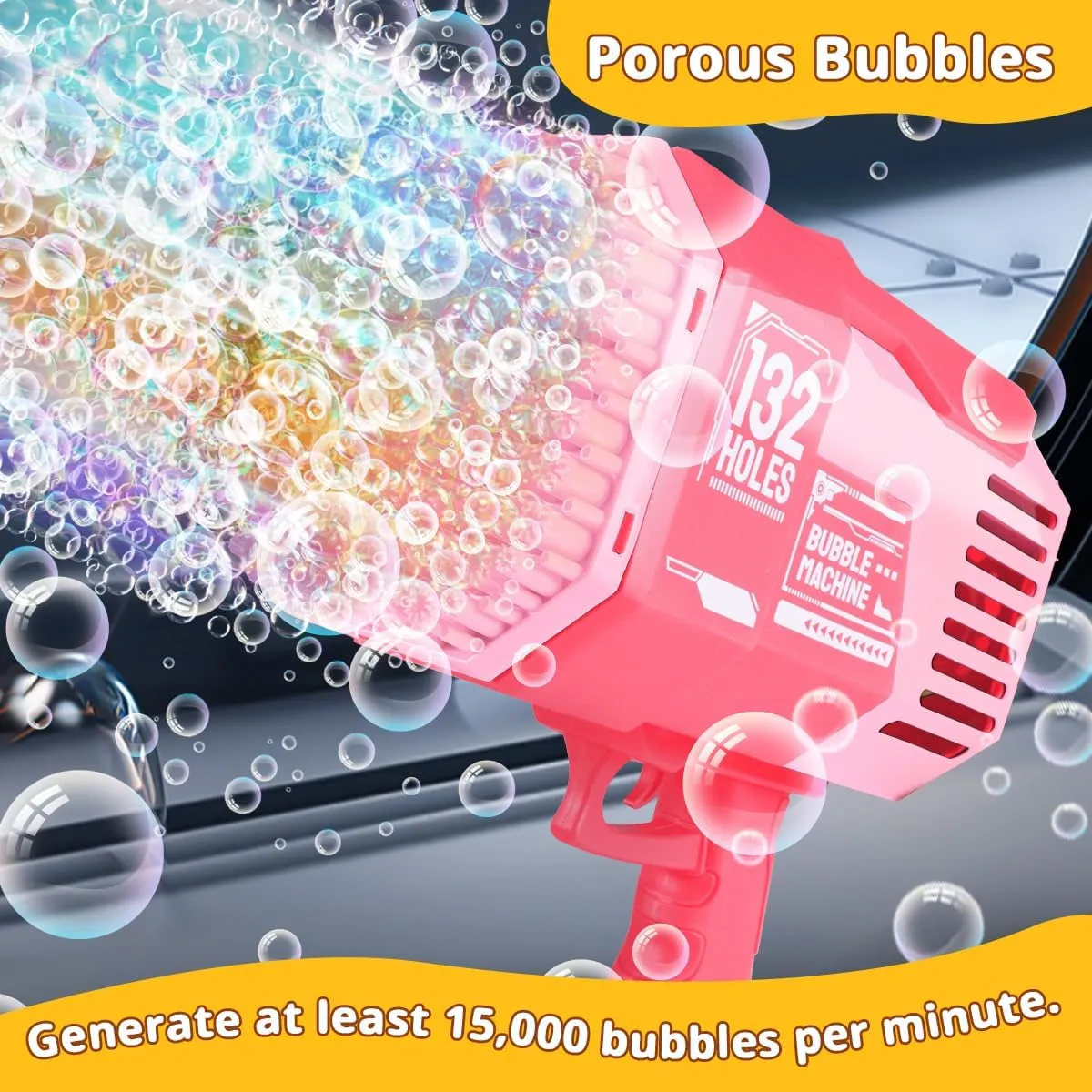 Kids Bubble Machine Gun Toys, Bazooka Bubble Machine, 132 Holes Bubble Jet Gun, Outdoor Toys for 3 4 5 6 7 8 9 10 11 12 Years Old Boys and Girls, Can be Used as Birthday Gift and Wedding Party