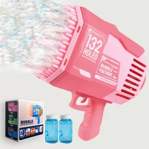 Kids Bubble Machine Gun Toys, Bazooka Bubble Machine, 132 Holes Bubble Jet Gun, Outdoor Toys for 3 4 5 6 7 8 9 10 11 12 Years Old Boys and Girls, Can be Used as Birthday Gift and Wedding Party