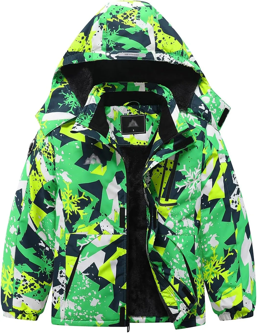 Kid's Ski Jacket Waterproof Winter Coat Boy's and Girl's Fleece Snowboarding Jackets with Detachable Hood