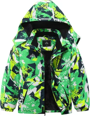 Kid's Ski Jacket Waterproof Winter Coat Boy's and Girl's Fleece Snowboarding Jackets with Detachable Hood