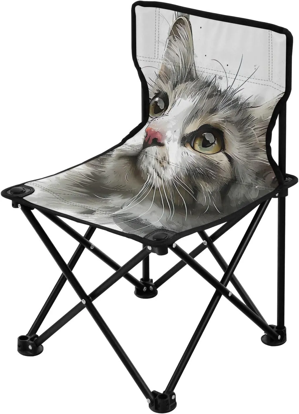 Kigai Folding Camping Chair Heavy Duty Chair Ultralight Compact Portable Beach Chair for Outdoor Camp, Hiking, Travel, Beach, Sporting Event and Picnic, Cute Cat