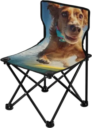 Kigai Folding Camping Chair Heavy Duty Chair Ultralight Compact Portable Beach Chair for Outdoor Camp, Hiking, Travel, Beach, Sporting Event and Picnic, Surfer Dog