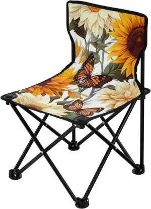 Kigai Folding Camping Chair Heavy Duty Chair Ultralight Compact Portable Beach Chair for Outdoor Camp, Hiking, Travel, Beach, Sporting Event and Picnic, Vintage Sunflowers