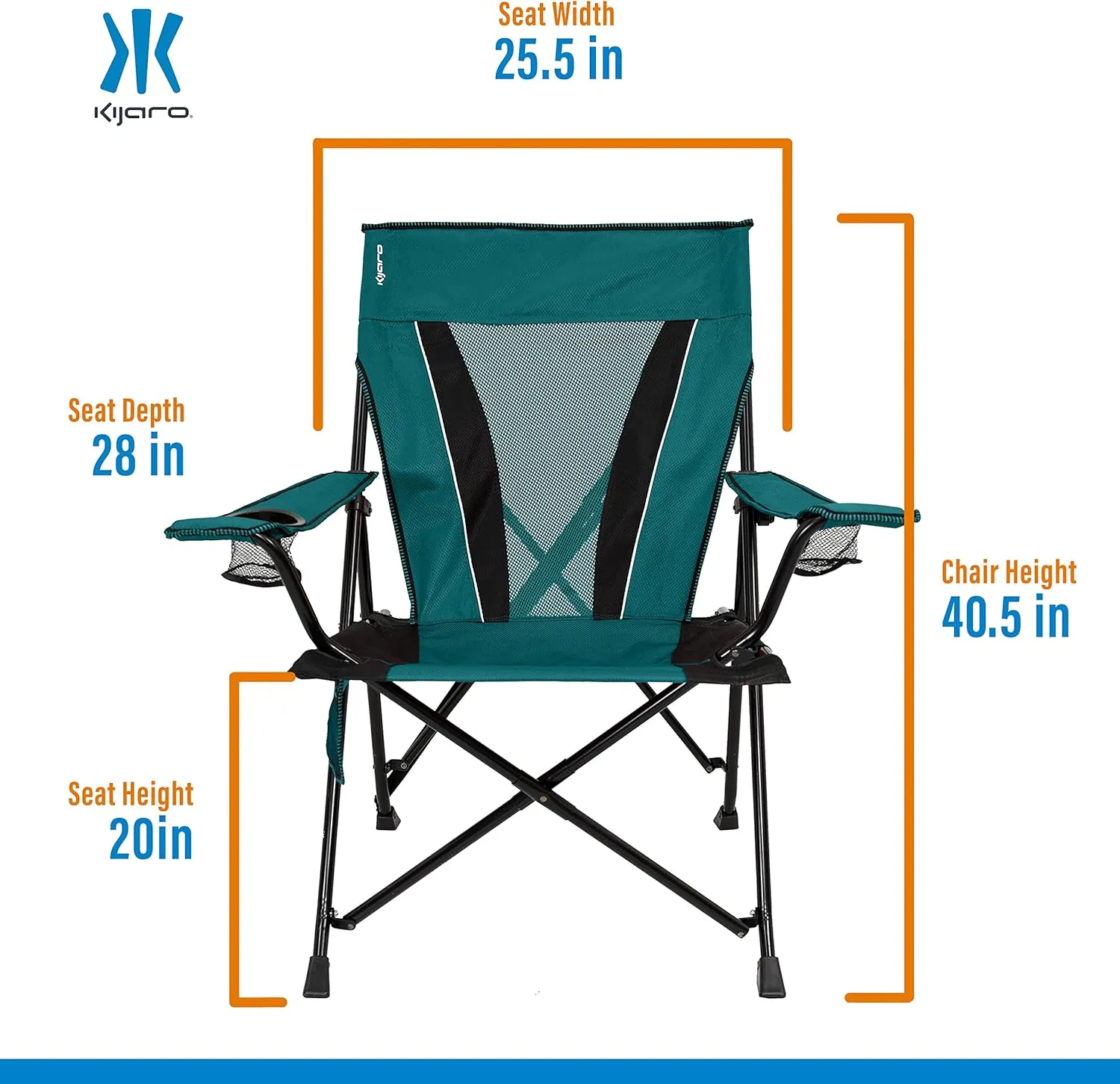 Kijaro XXL Dual Lock Portable Camping Chair - Supports Up to 400lbs - Enjoy The Outdoors in a Versatile Folding Sports & Outdoor Chair