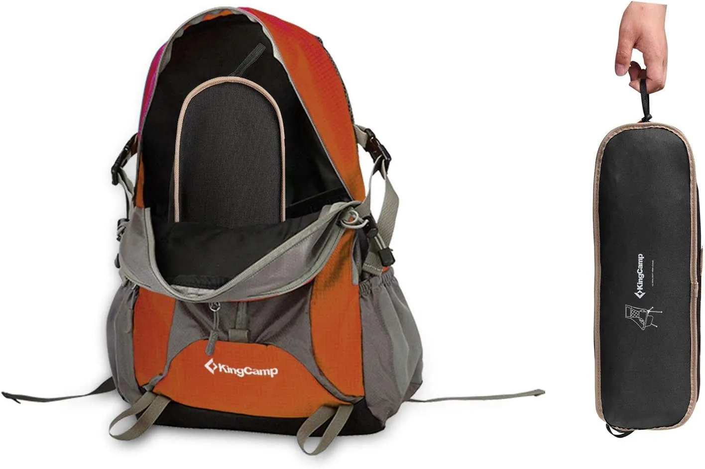 KingCamp 2 Pack Lightweight High Back Camping Chair Compact Folding Backpacking Chair with Headrest & Side Pocket & Carry Bag, Heavy Duty 330lbs, Only 3.2 lbs for Traveling, Picnic, Fishing