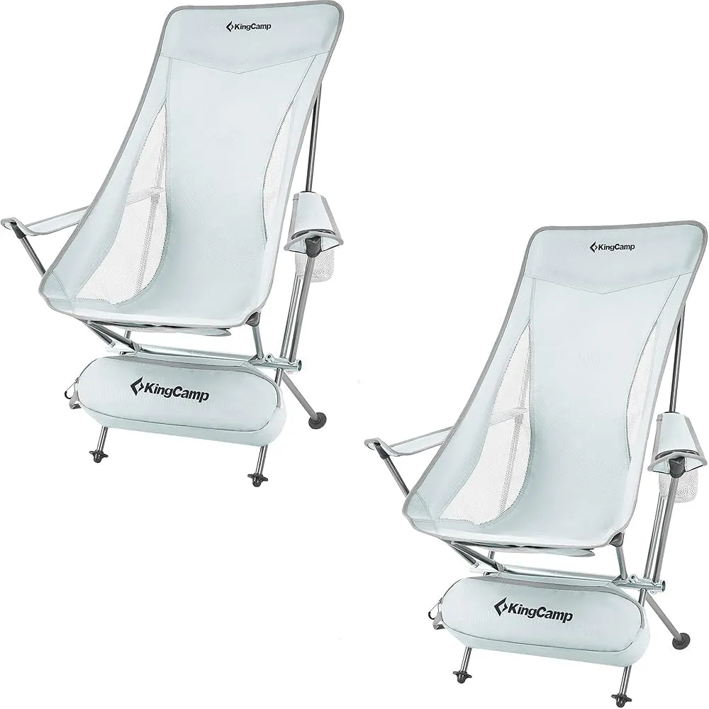 KingCamp 2 Pack Lightweight High Back Camping Chair Compact Folding Backpacking Chair with Headrest & Side Pocket & Carry Bag, Heavy Duty 330lbs, Only 3.2 lbs for Traveling, Picnic, Fishing