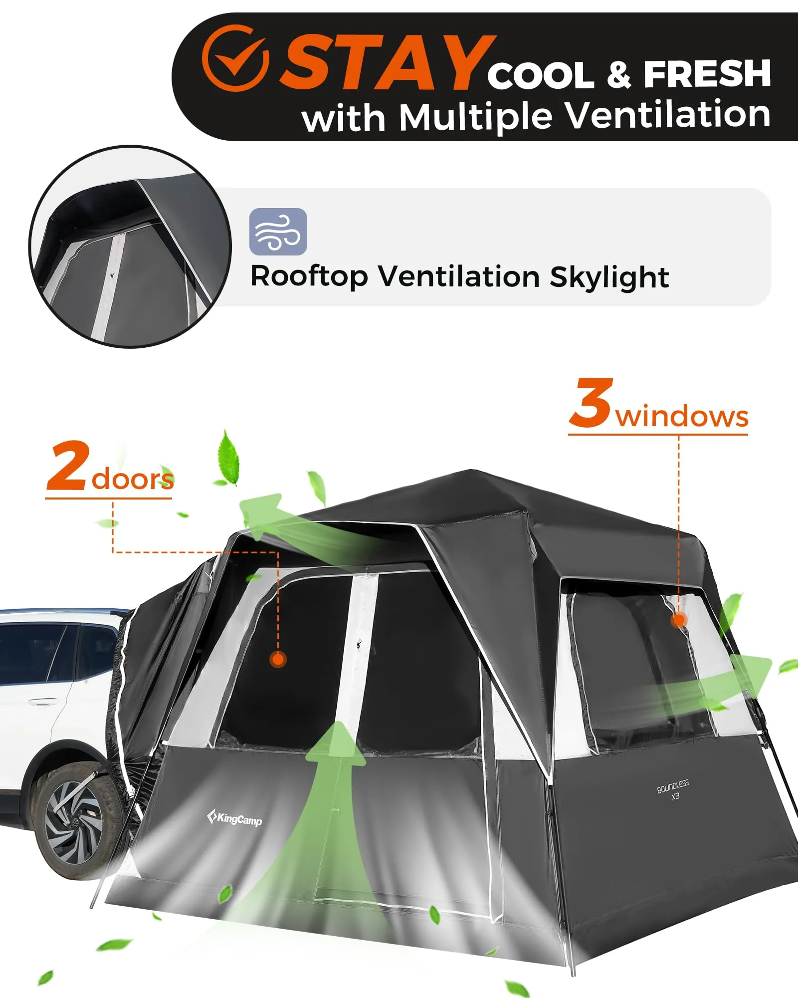 KingCamp BOUNDLESS X3 SUV Tent with Movie Screen