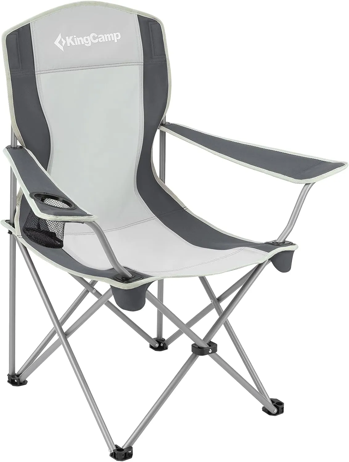 KingCamp Camping Chair Folding Lightweight Padded Quad Rod Portable Chair with Mesh Cup Holder for Outdoor, Hiking, Fishing, Picnic, with Carry Bag