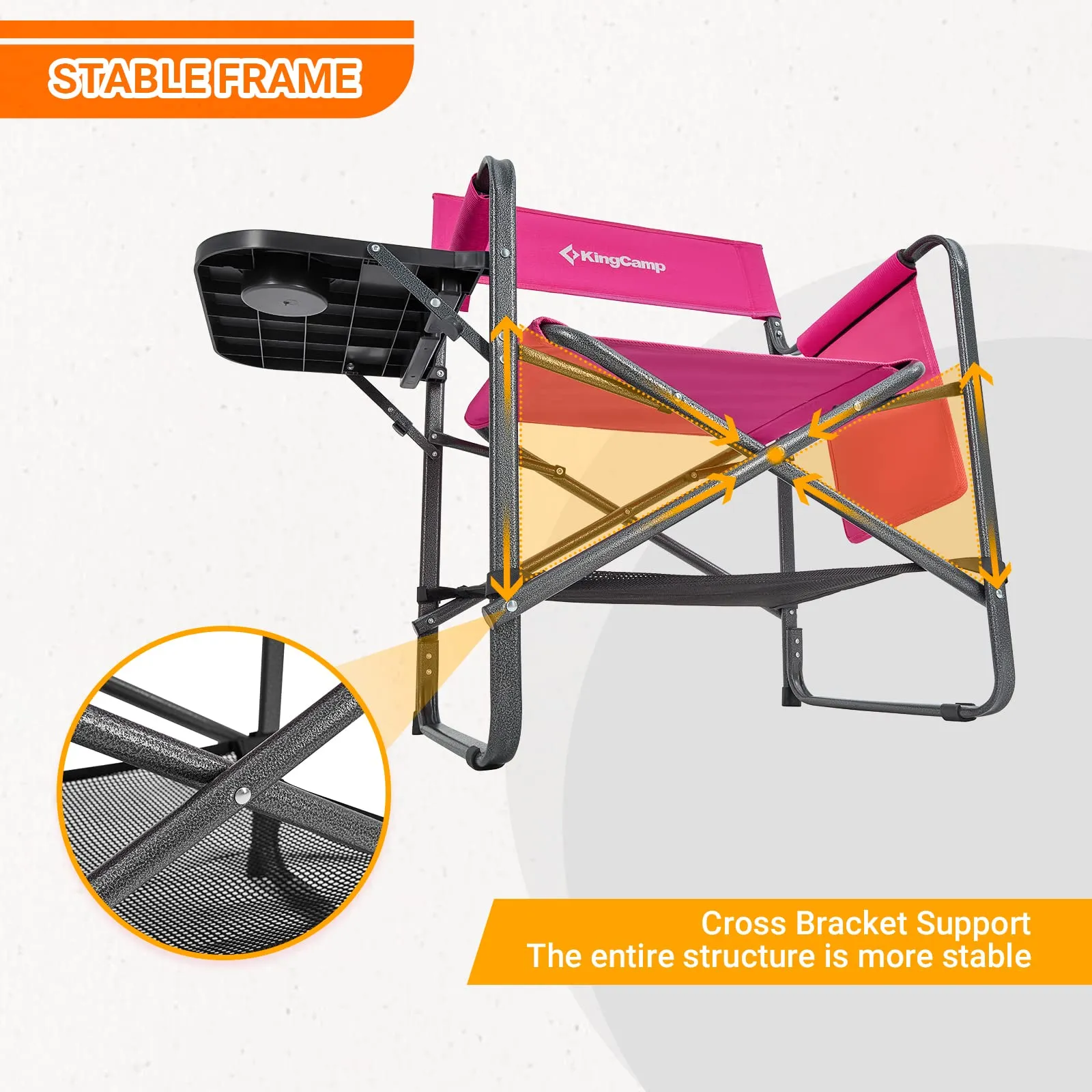 KingCamp Camping Directors Chairs with Side Table and Storage Pockets
