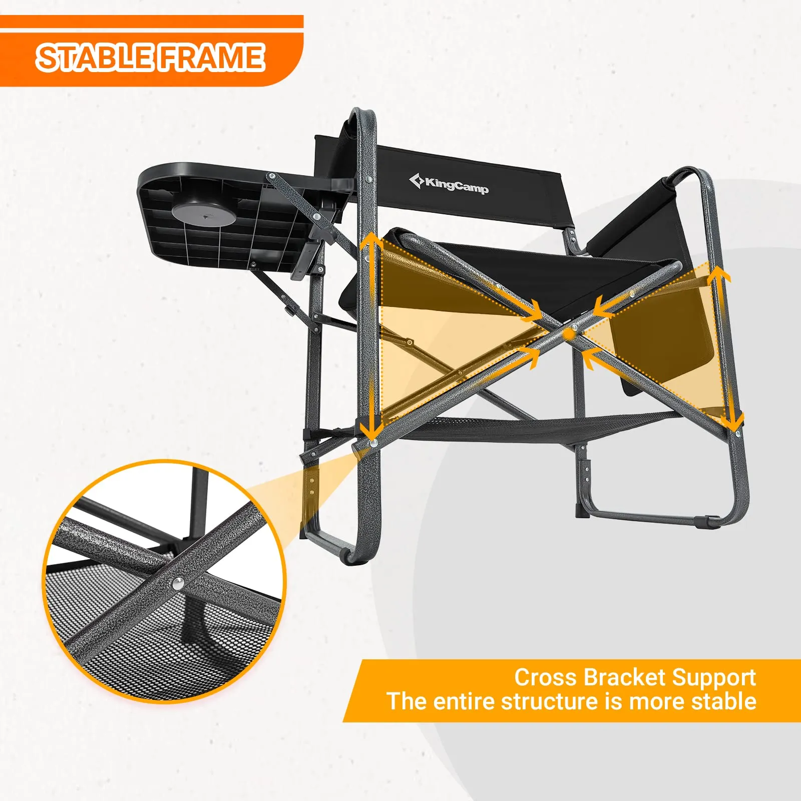 KingCamp Camping Directors Chairs with Side Table and Storage Pockets