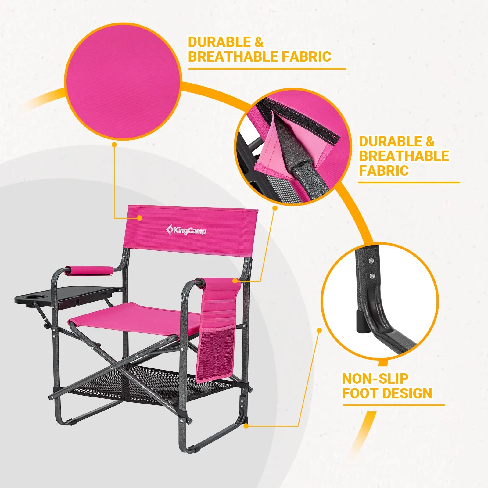 KingCamp Camping Directors Chairs with Side Table and Storage Pockets