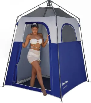 KingCamp Camping Shower Tent, Instant Portable Privacy Shelter, 1/2 Room Large Outdoor Toilet Tent with Floor, Water-Resistant, Windproof & Easy Setup for Beach, Camping & Hiking