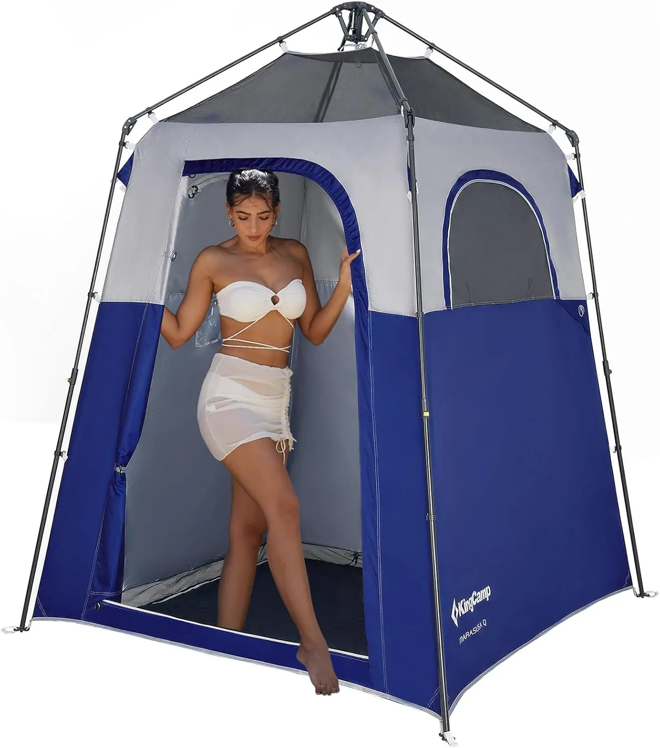 KingCamp Camping Shower Tent, Instant Portable Privacy Shelter, 1/2 Room Large Outdoor Toilet Tent with Floor, Water-Resistant, Windproof & Easy Setup for Beach, Camping & Hiking