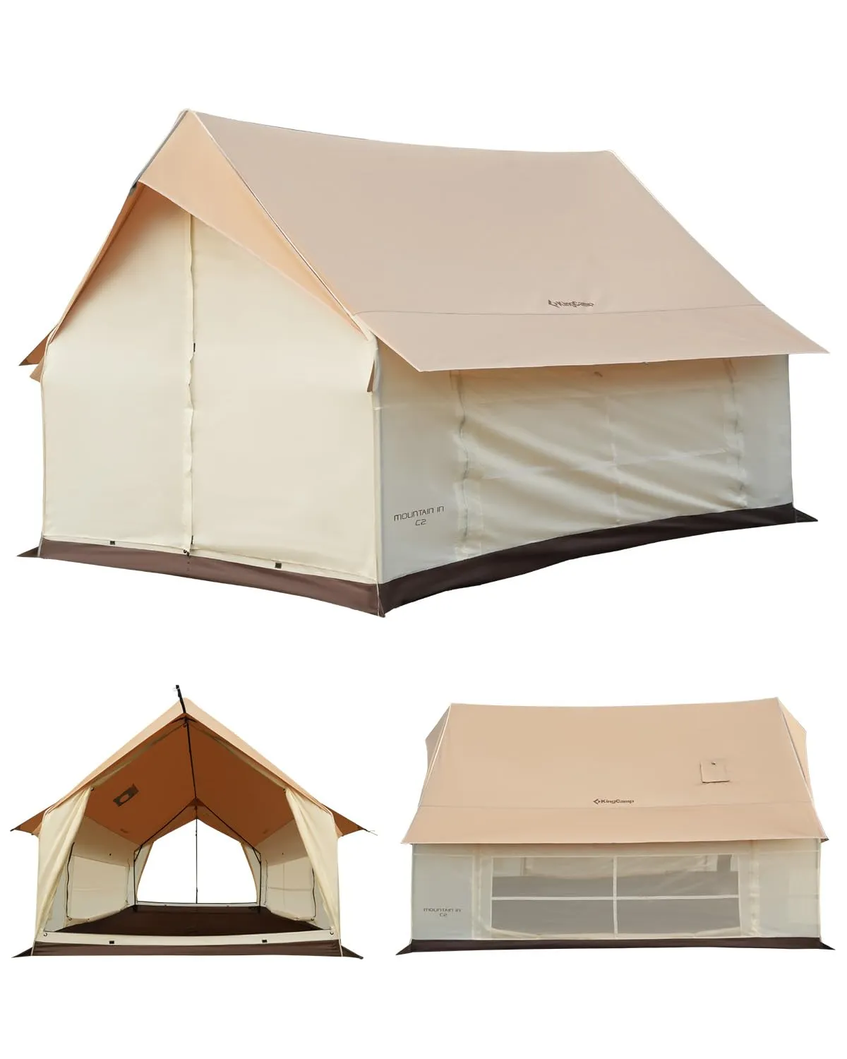 KingCamp MOUNTAIN IN C2 Canvas Cabin Tent with Stove Jack 8' x 11'