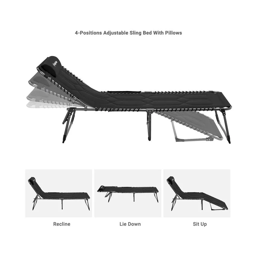 KingCamp Oversize Padded Folding Chaise Lounge Chair