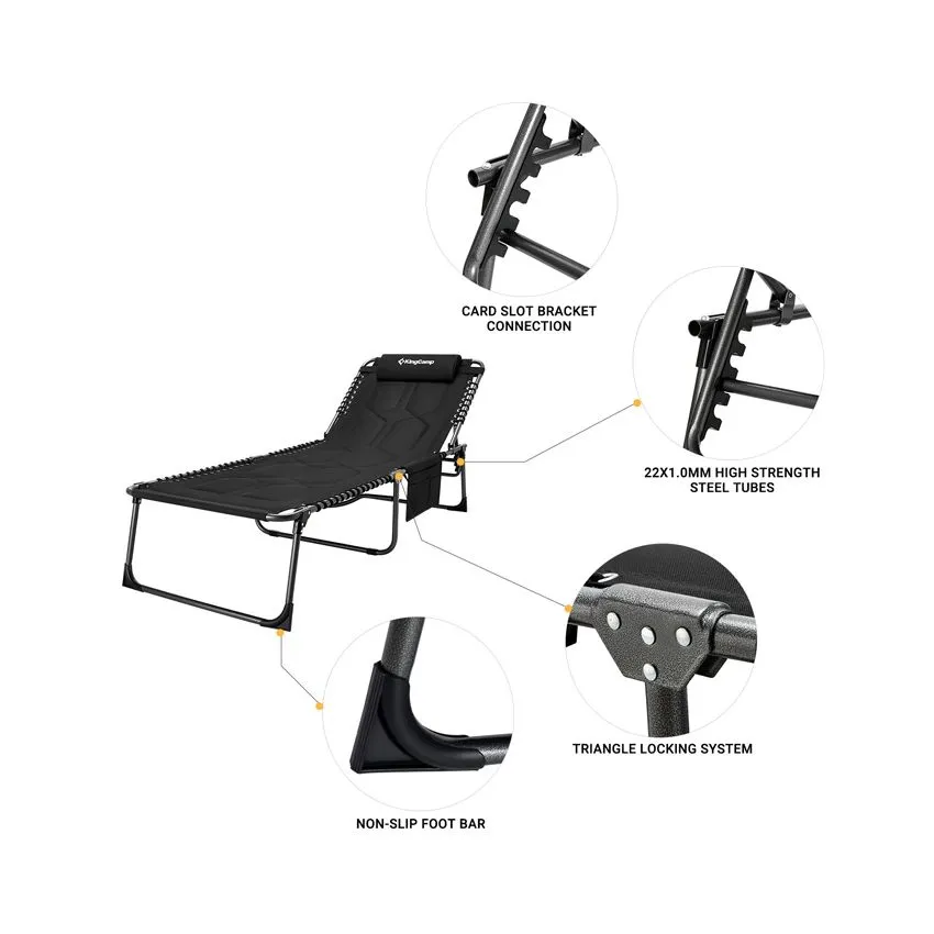 KingCamp Oversize Padded Folding Chaise Lounge Chair