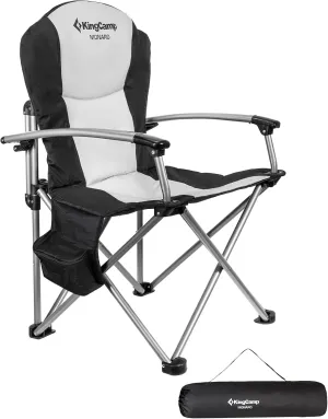KingCamp Oversized Camping Folding Chair with Lumbar Support, Heavy Duty Ergonomic Padded Arm Chair with Cooler Bag, Cup Holder, Portable for Outdoor