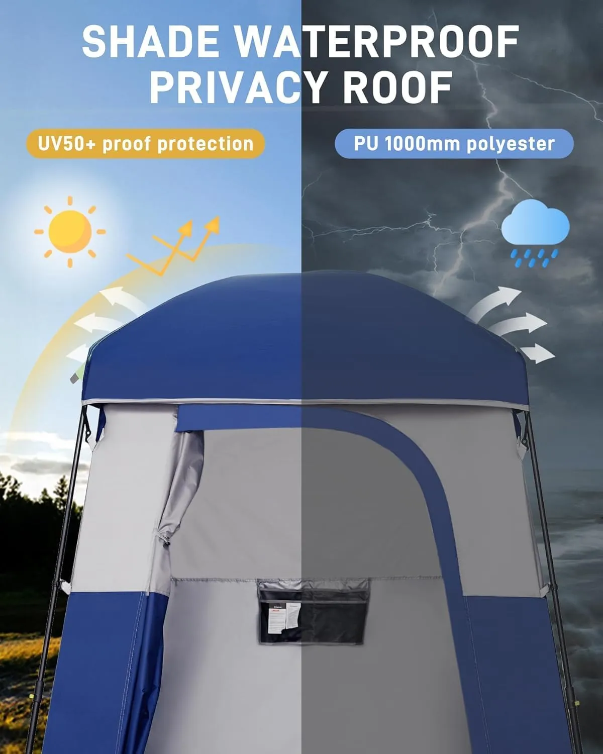 KingCamp Shower Tent, Portable Privacy Tent Outdoor Camping 1/2 Room Toilet Tents with Shower Bag & Dressing Room for Travel Beach Tailgate