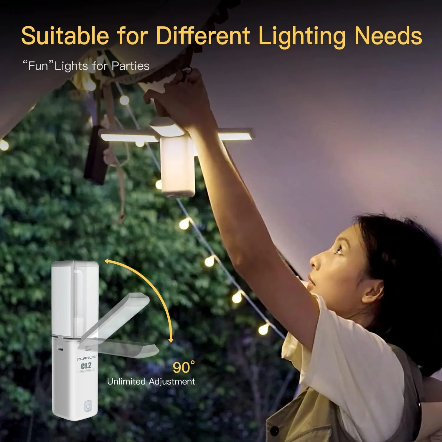 KLARUS CL2 Rechargeable Camping Lantern, 750LM 7 Light Modes Waterproof Foldable Tent Light with Power Supply for Emergency, Camping, Beach, Travel, Power Outages