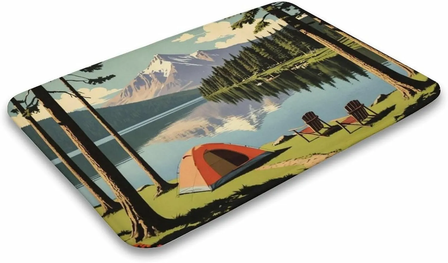 Lakeside Camping Bathroom Rugs Non Slip Washable Bath Mats Rugs for Bathroom Floor Soft Absorbent Farmhouse Carpet for Bathroom Shower Tub 16"x24"