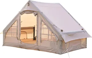 Large Air Tent 4 Season Inflatable Tent for Camping,5-6 Person Outdoor Camping Cabin Tents with Stove Jack Mesh Windows,Easy Setup Waterproof Oxford Tents