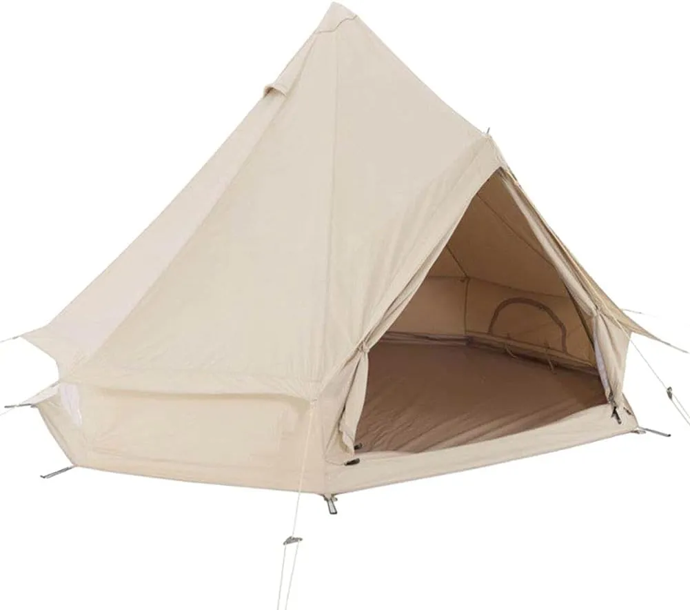 Large Camping Tent Bell Tent with Stove Hole Cotton Canvas Tents Tent 4 Season Indian Tent for Family Camping Outdoor Hunting Interesting, 3M