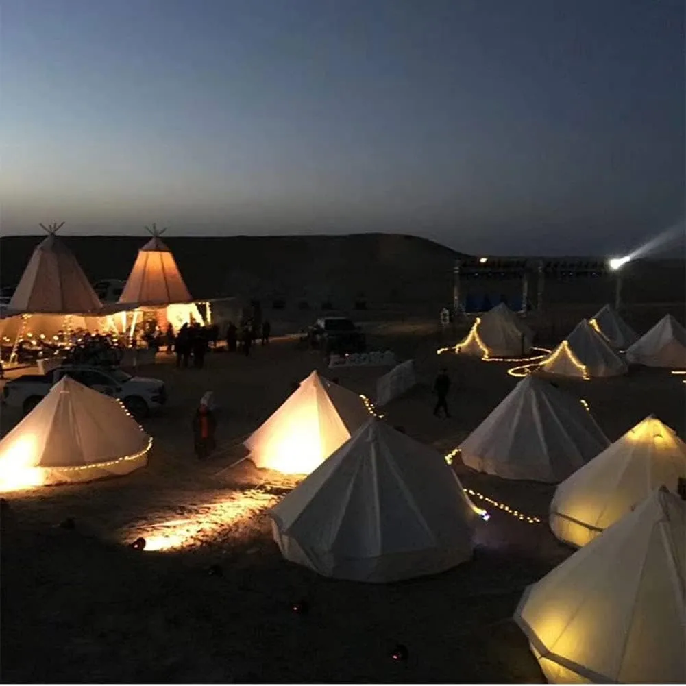 Large Camping Tent Bell Tent with Stove Hole Cotton Canvas Tents Tent 4 Season Indian Tent for Family Camping Outdoor Hunting Interesting, 3M