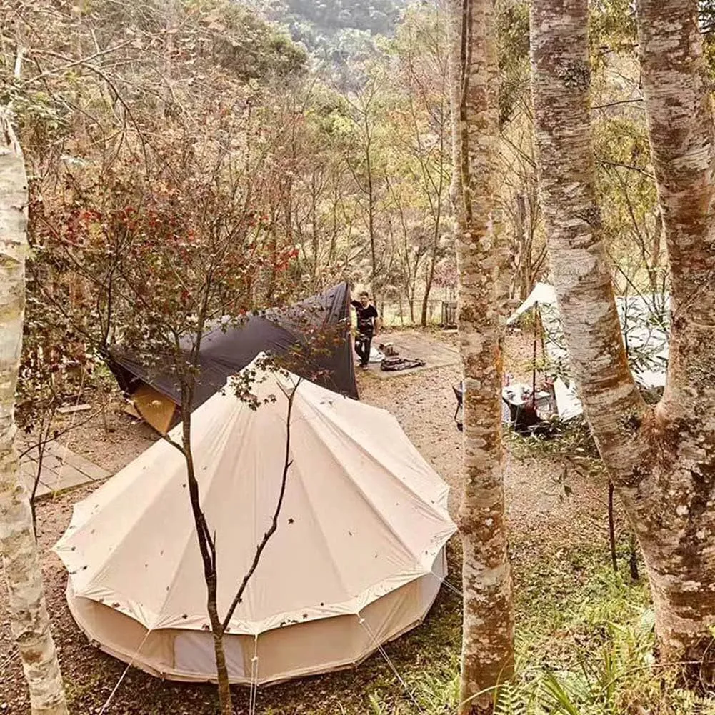 Large Camping Tent Bell Tent with Stove Hole Cotton Canvas Tents Tent 4 Season Indian Tent for Family Camping Outdoor Hunting Interesting, 3M