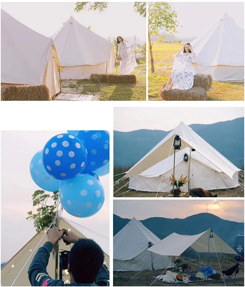 Large Camping Tent Bell Tent with Stove Hole Cotton Canvas Tents Tent 4 Season Indian Tent for Family Camping Outdoor Hunting Interesting, 3M