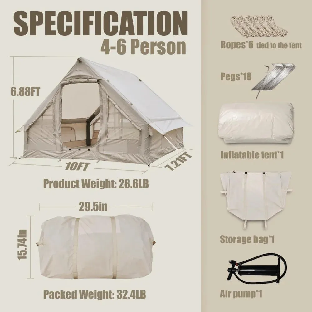 Large Inflatable Camping Tent with Easy-Pitch Setup and Double Mesh Windows