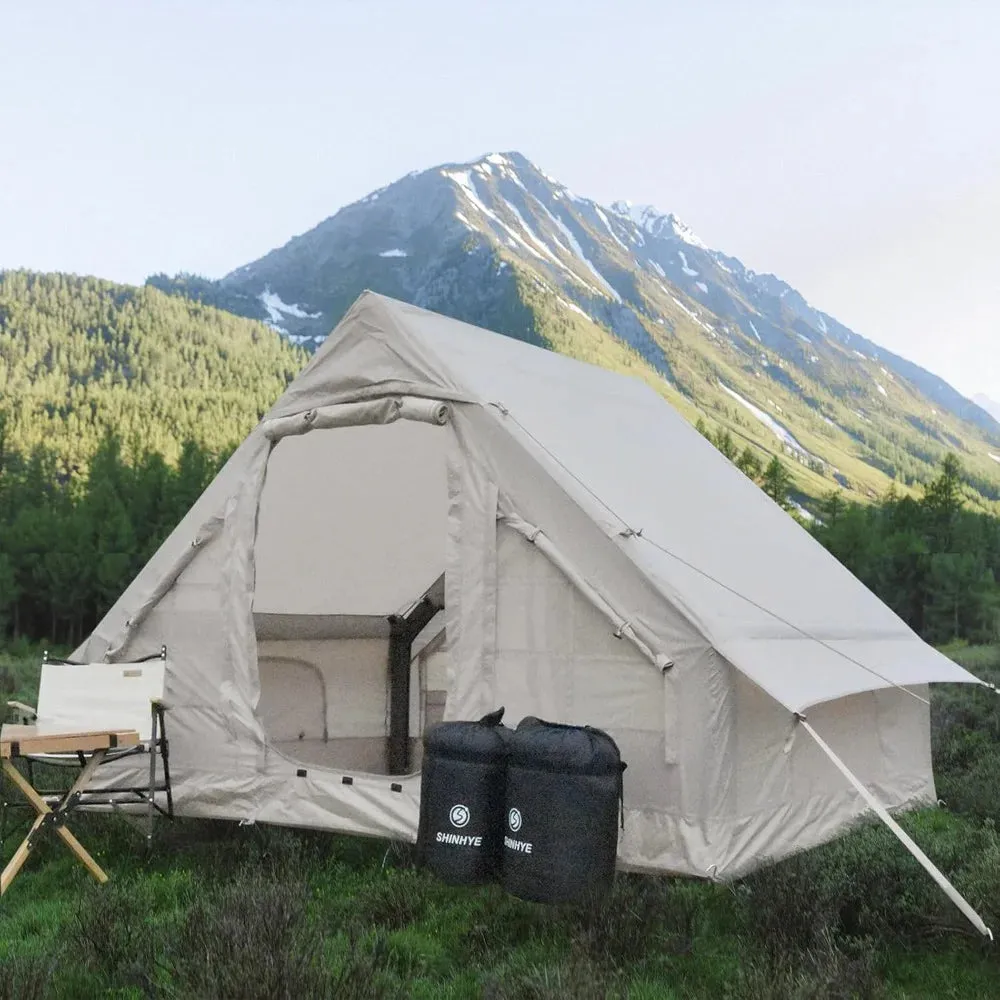 Large Inflatable Camping Tent with Easy-Pitch Setup and Double Mesh Windows