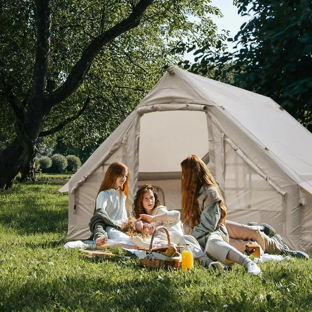 Large Inflatable Camping Tent with Easy-Pitch Setup and Double Mesh Windows