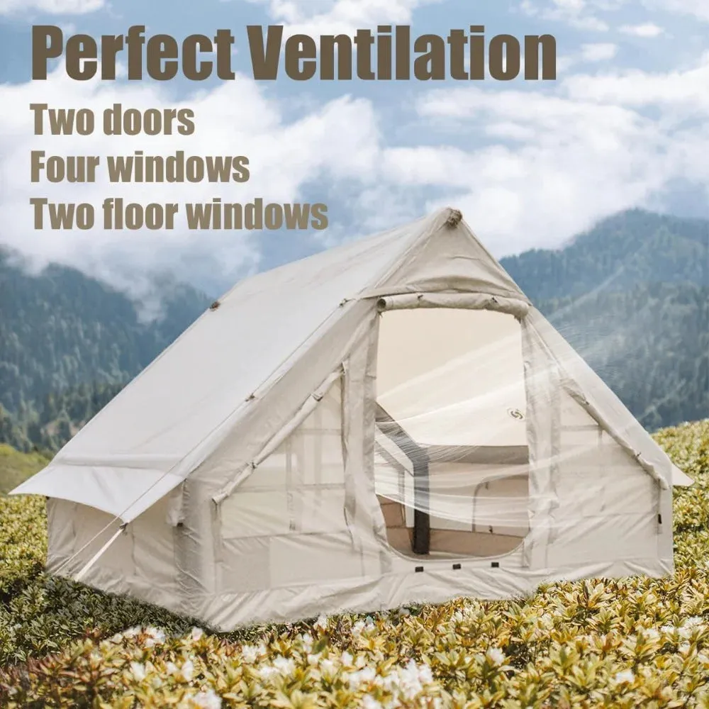 Large Inflatable Camping Tent with Easy-Pitch Setup and Double Mesh Windows