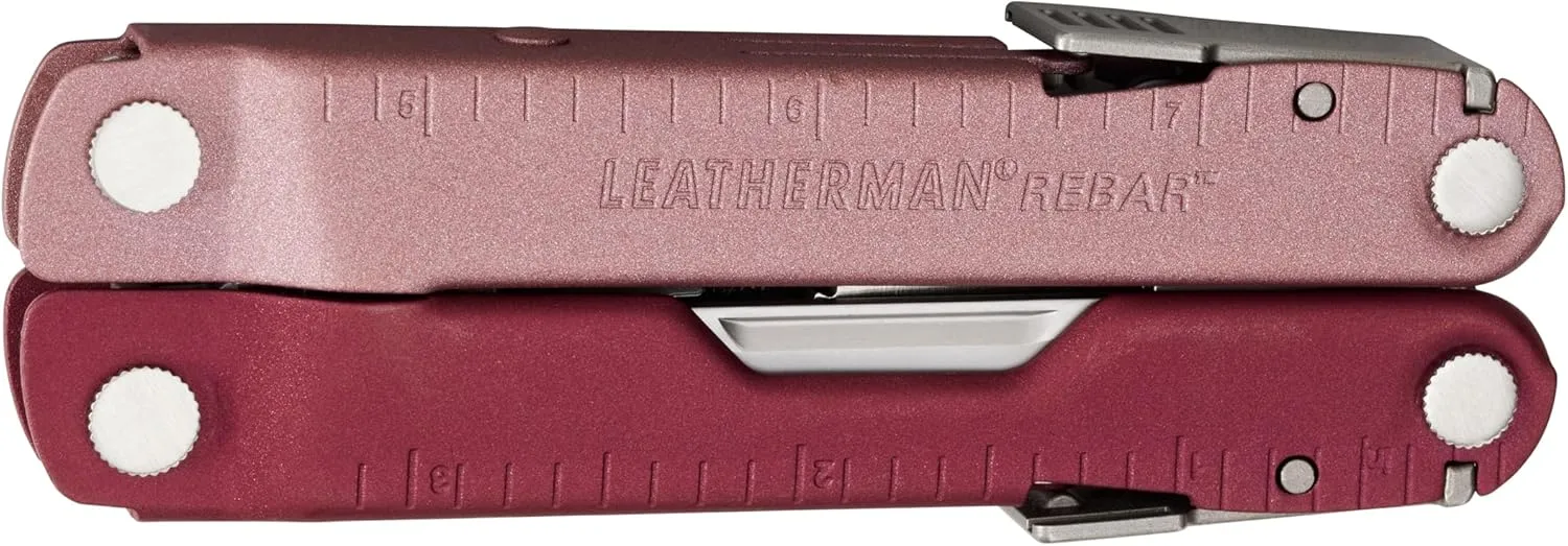 LEATHERMAN, Rebar Multitool with Premium Replaceable Wire Cutters and Saw, Heathered Cranberry with Nylon Sheath