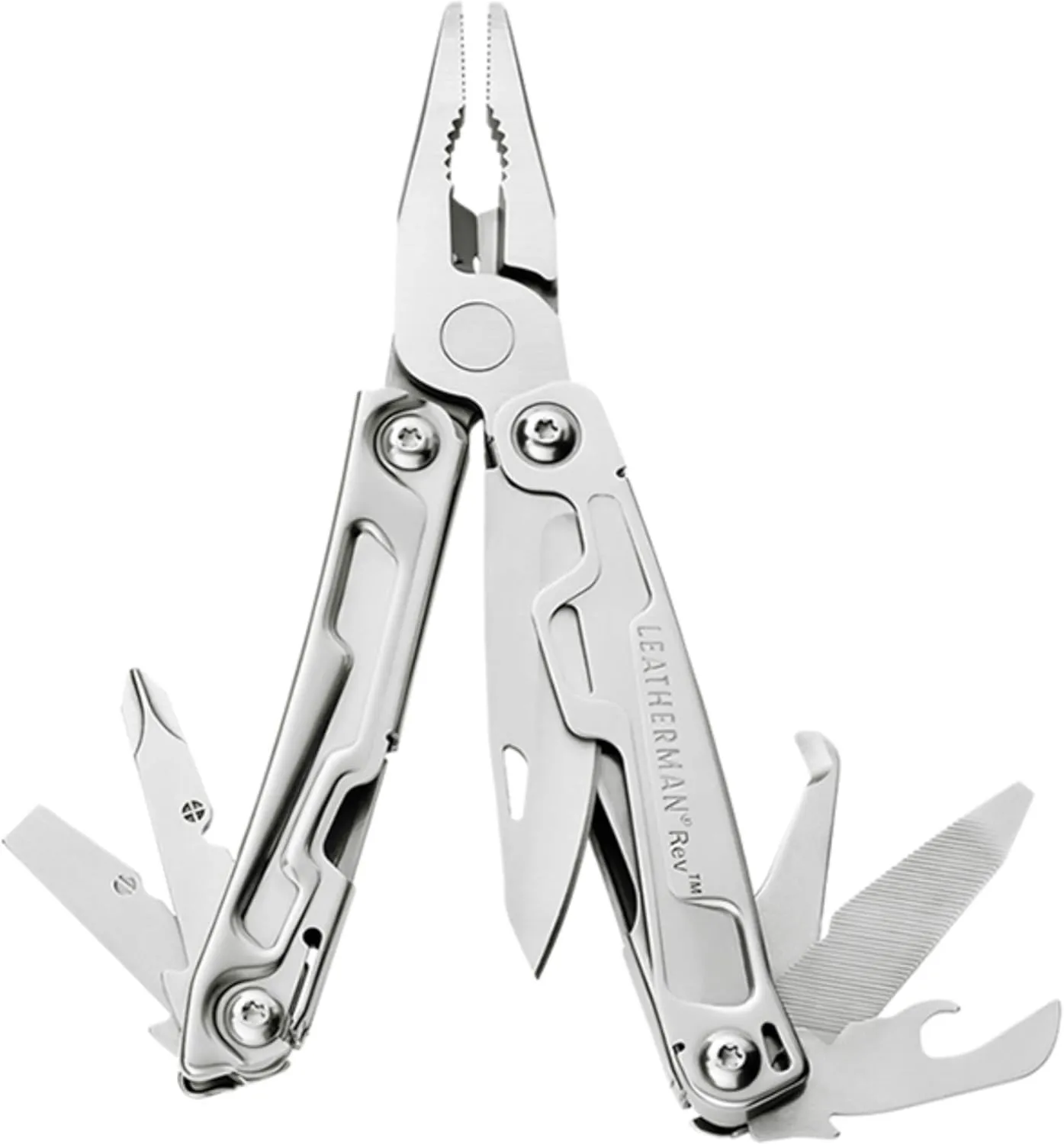 LEATHERMAN, Rev Pocket Size Multitool with Package Opener and Screwdrivers, Stainless Steel