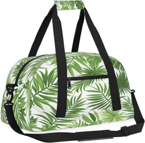 Leaves Palm Tree Kids Overnighter Duffel Bags for Boys, Carry-On Size Sports Gym Bag with Front Zipper Pocket for School Practice or Overnight Travel Weekender Sleepover Tote Bag