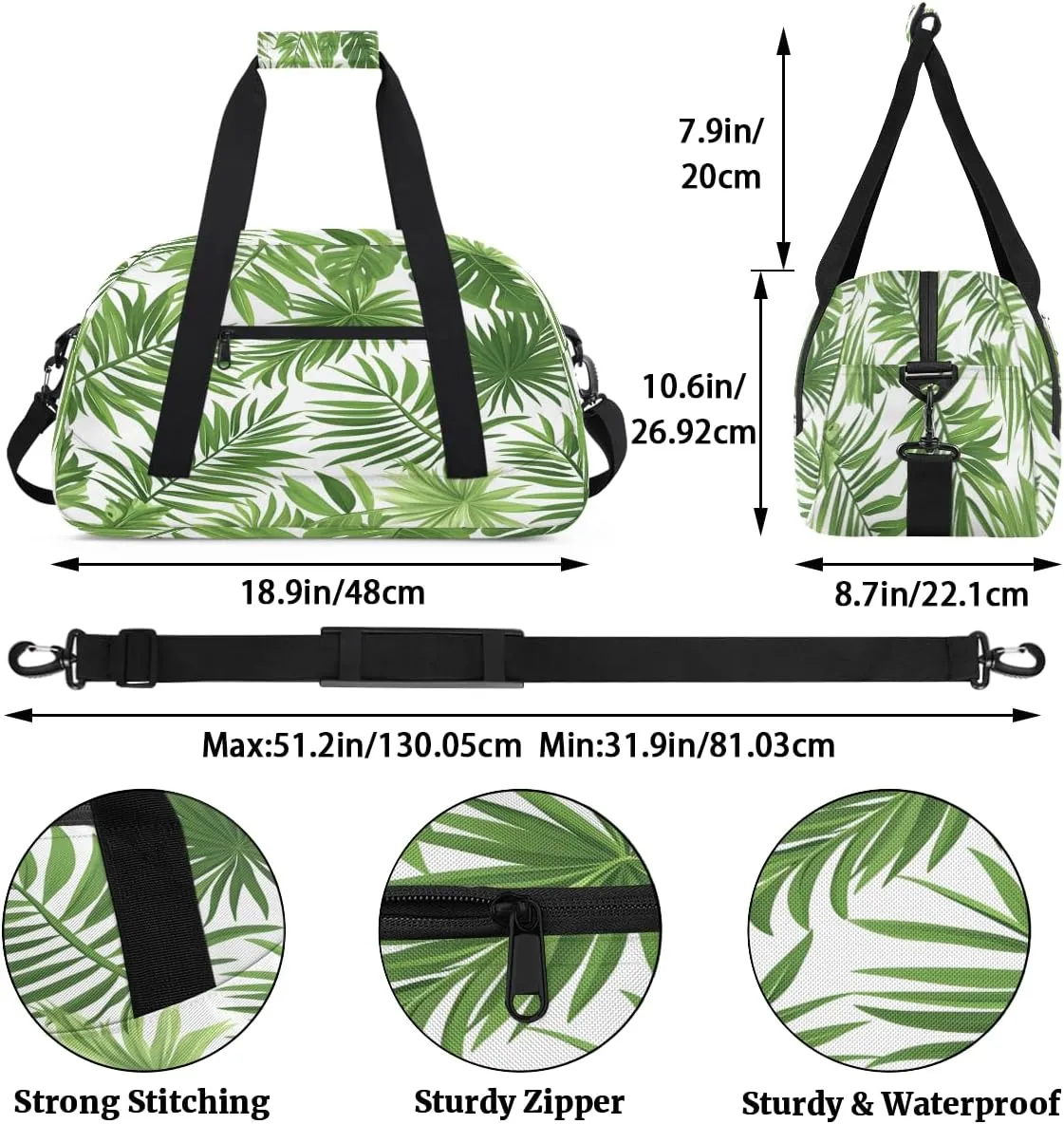Leaves Palm Tree Kids Overnighter Duffel Bags for Boys, Carry-On Size Sports Gym Bag with Front Zipper Pocket for School Practice or Overnight Travel Weekender Sleepover Tote Bag