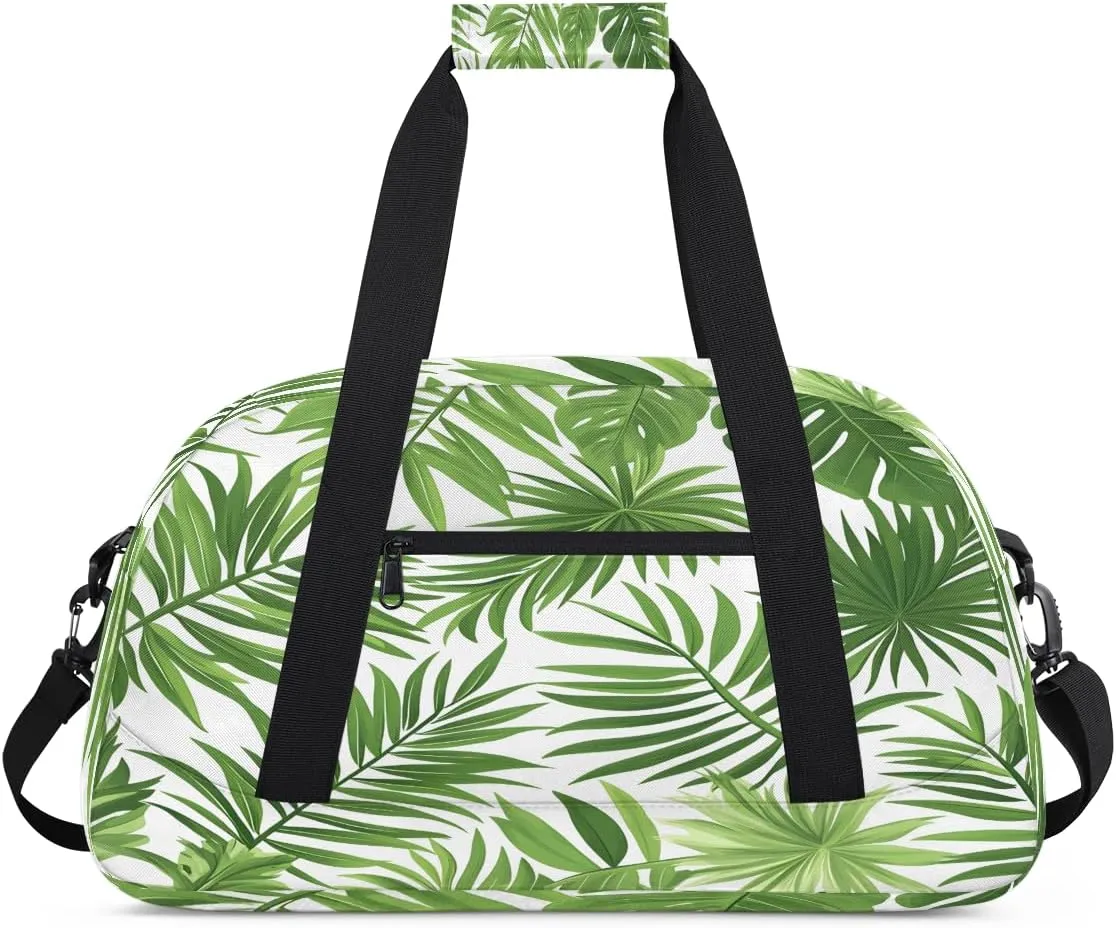 Leaves Palm Tree Kids Overnighter Duffel Bags for Boys, Carry-On Size Sports Gym Bag with Front Zipper Pocket for School Practice or Overnight Travel Weekender Sleepover Tote Bag