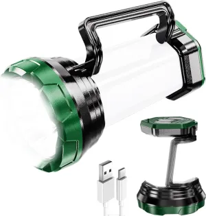 LED Lantern Searchlights Big Flashlight Spotlights, 15000LM 6 Modes Rechargeable Outdoor Camping Hunting Lamp Portable Work Light Floodlight for Indoor Outdoor Emergency