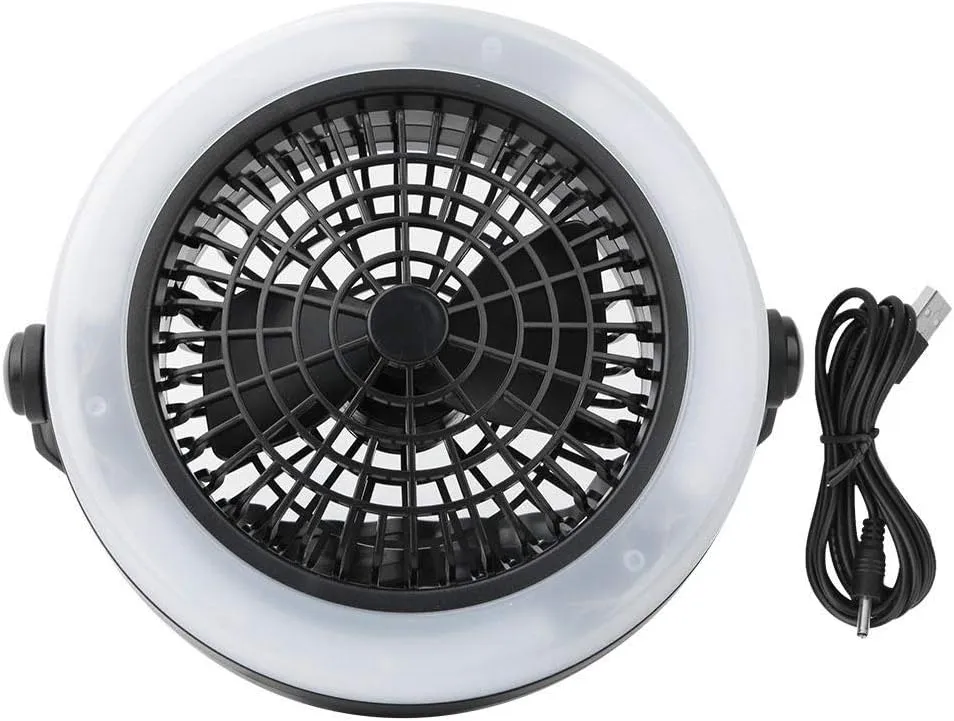 LED Tent Fan Light, Portable 12LED USB Charging Tent Lantern Light Fan Lamp for Outdoor Hiking Camping