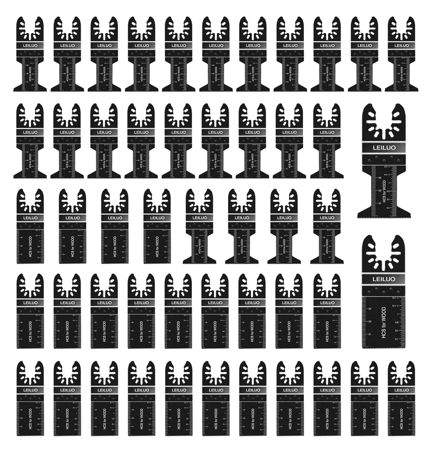 LEILUO 50 Pcs Multitool Blades Set for Wood Oscillating Saw Blades Universal Oscillating Tool Accessories with Storage Bag Compatible with DeWalt Makita Dremel and More