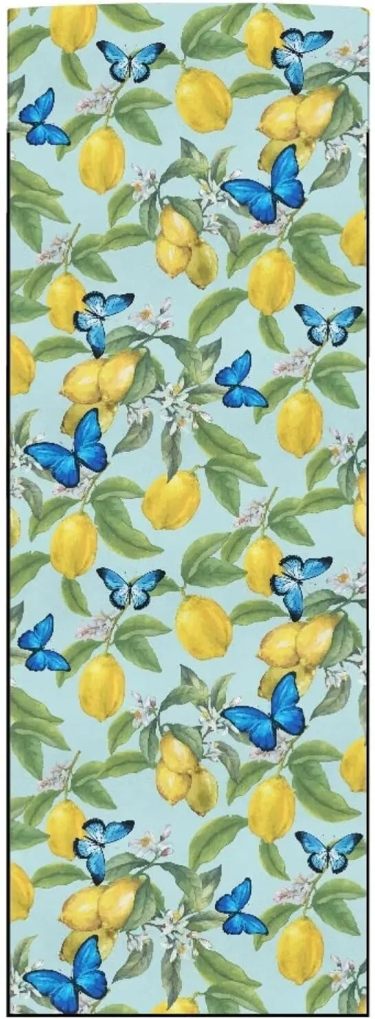 Lemon Leaves Flowers Blue Butterflies Print Beach Chair Towel Cover Waterproof Pool Sunbathing Lawn Lounger Recliner Chairs Towels Covers for Women