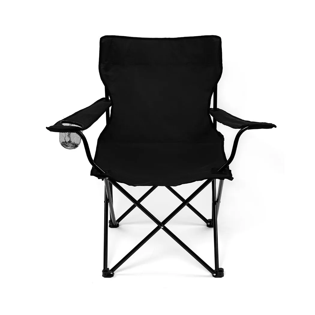 Levede 2Pcs Camping Chairs Folding Arm Black-QLD_Rural
