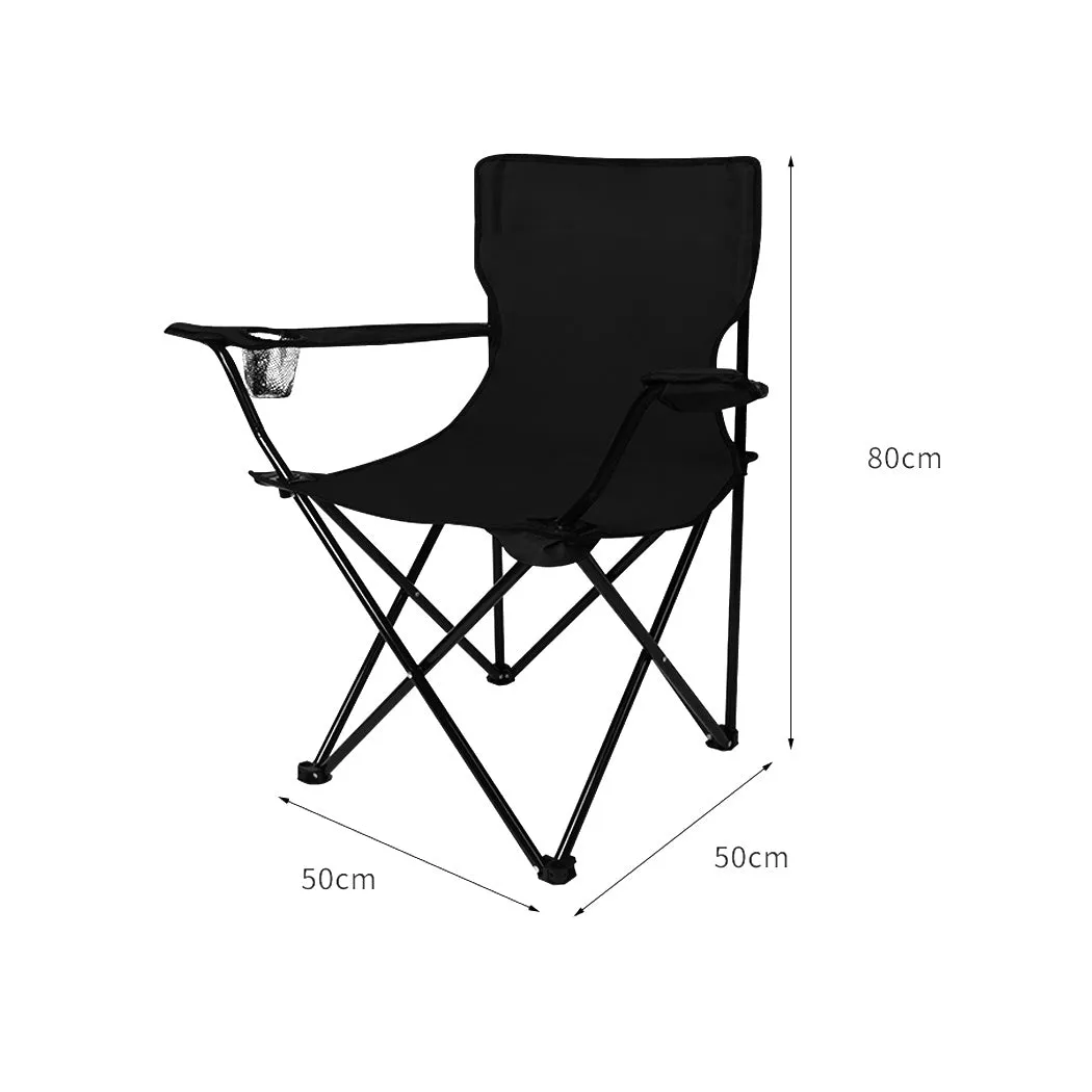 Levede 2Pcs Camping Chairs Folding Arm Black-QLD_Rural