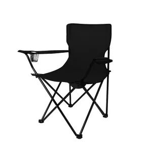 Levede Camping Chairs Folding Arm Foldable Black-QLD_Rural