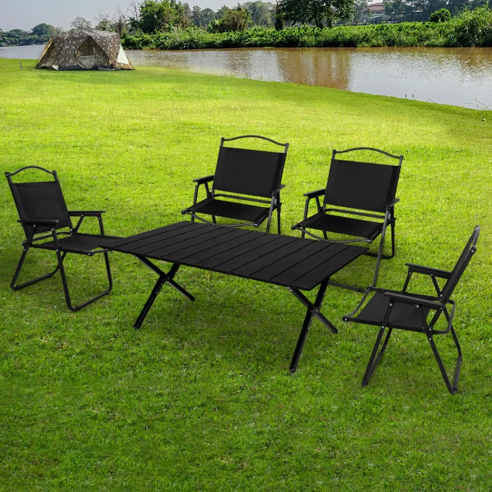 Levede Folding Camping Table Chair Set Portable Picnic Outdoor Egg Roll BBQ Desk