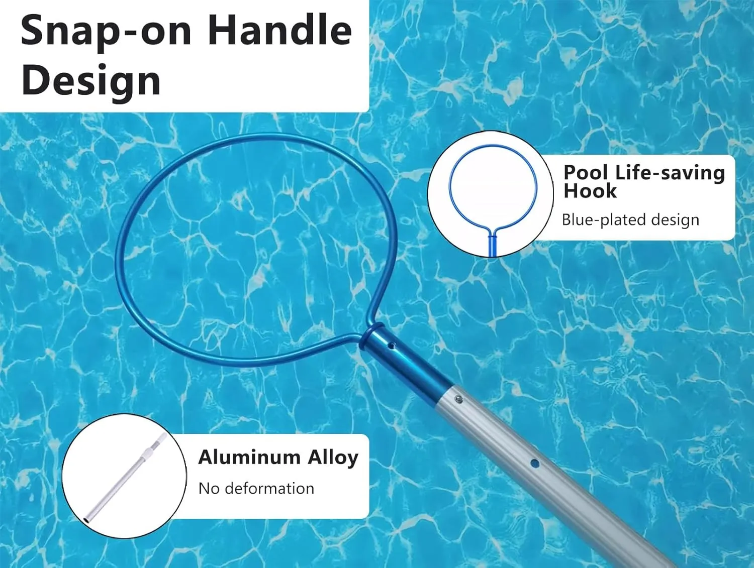 Lifesaving Pole Rescue Pole Non-Slip Handle Emergency Saving Pole, Lightweight Salvage Rods with Aluminum Telescopic Poles, Multi-use Saving Equipment for Water Parks(H 1 m/3.3 ft)